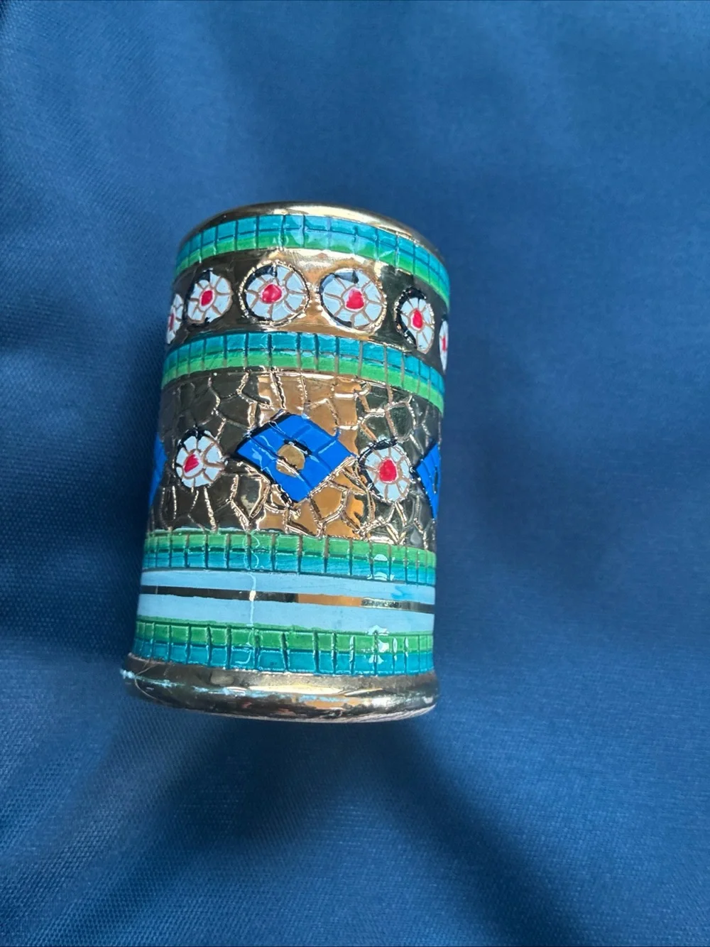 Ceramic-he D'Arte Mario Sambuco miniature cylinder vase from Italy